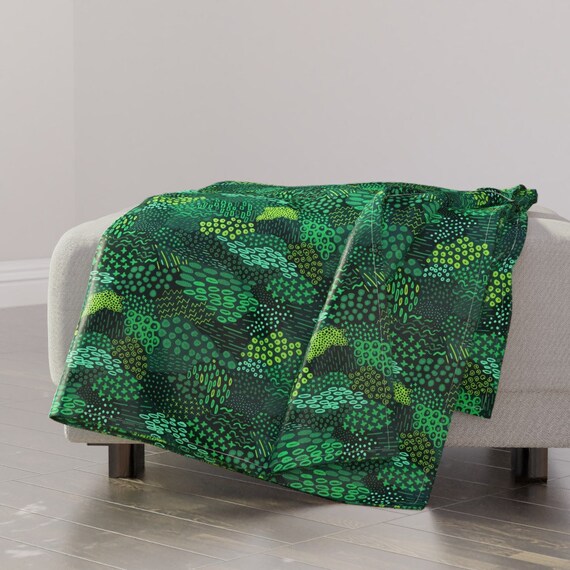 Woodland Throw Blanket Emerald Moss by Robyriker Moss Garden Jade Green Botanical Green Zen Garden Throw Blanket With Spoonflower Fabric Etsy UK