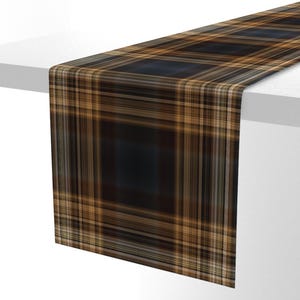 Blue Brown Tartan Table Runner - Traditional English Scottish Masculine Cotton Sateen Table Runner - Fine Line Plaid by northern_whimsy image 5
