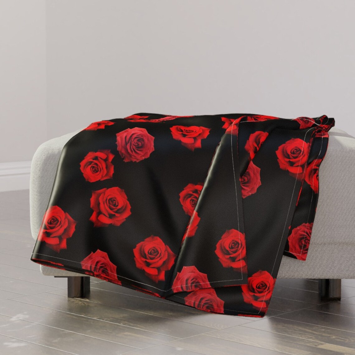 Roses Throw Blanket Scattered Red Roses On Black by Etsy