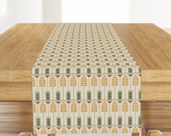 Prairie Style Table Runner - Prairie Vine by textilestudio - Neutral Geometric Arts And Crafts Cotton Sateen Table Runner by Spoonflower