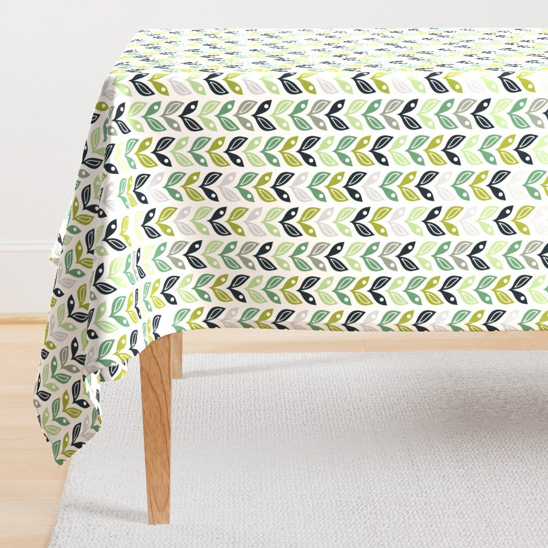 Modern Floral Tablecloth Vines by Honesties_prints Green Leaves Nature