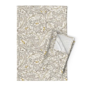 Arts And Crafts Tea Towels (Set of 2) - Bachelors Button by salvagescapes - William Morris Historical Linen Cotton Tea Towels by Spoonflower