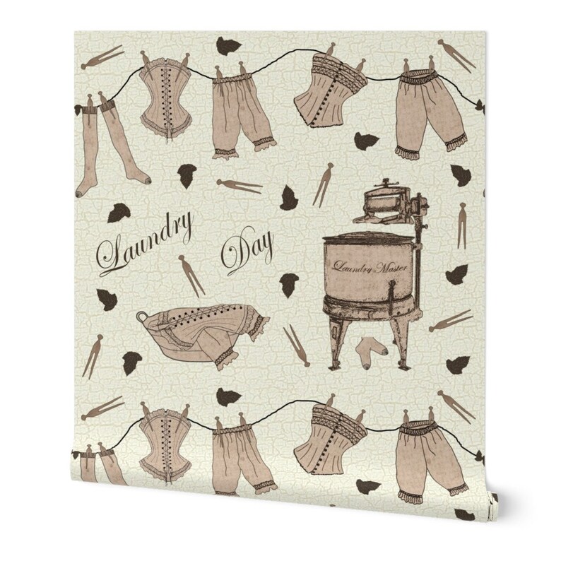 Vintage Laundry Wallpaper Vintage Laundry Day by Jabiroo | Etsy