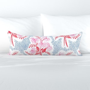 Preppy Pink Floral XL Lumbar Pillow - Bouquet Pink by danika_herrick - Pastel Botanical Extra Large Rectangle Lumbar Pillow by Spoonflower