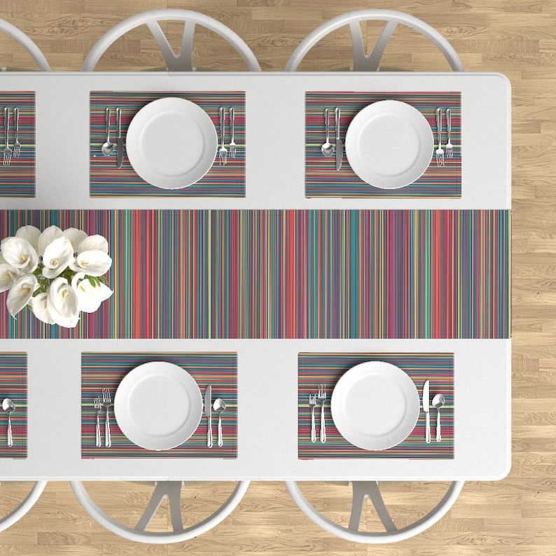 Pin Stripe Cloth Placemats by Spoonflower Jewel Placemats Set of 4 - Mini Stripe Horizontal by peacoquettedesigns