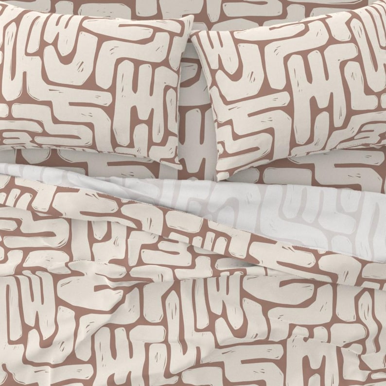 Abstract Sheet Set Earth Tone Abstract Sheets - Minimal Maze by Kristyndorsdesign ...