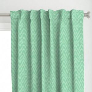Mint Green Chevron Curtain Panel - Large Scale Green White Zigzag Preppy Classic Custom Curtain Panel - Tally Chevron by sugarpinedesign -