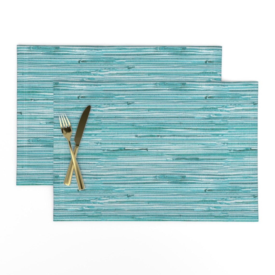 Teal Placemats Set of 2 Grasscloth Print Turquoise Blue by Etsy