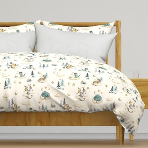 Baby Dragon Bedding - Little Baby Dragons by delish_designs - Whimsical Fun Cute Cotton Sateen Duvet Cover OR Pillow Shams by Spoonflower