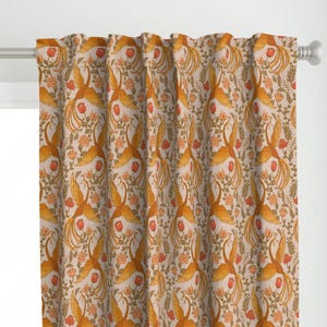 Vintage Phoenix Curtain Panel - Phoenix Garden by ceciliamok - Bird Floral Victorian Decorative Phoenix Custom Curtain Panel by Spoonflower