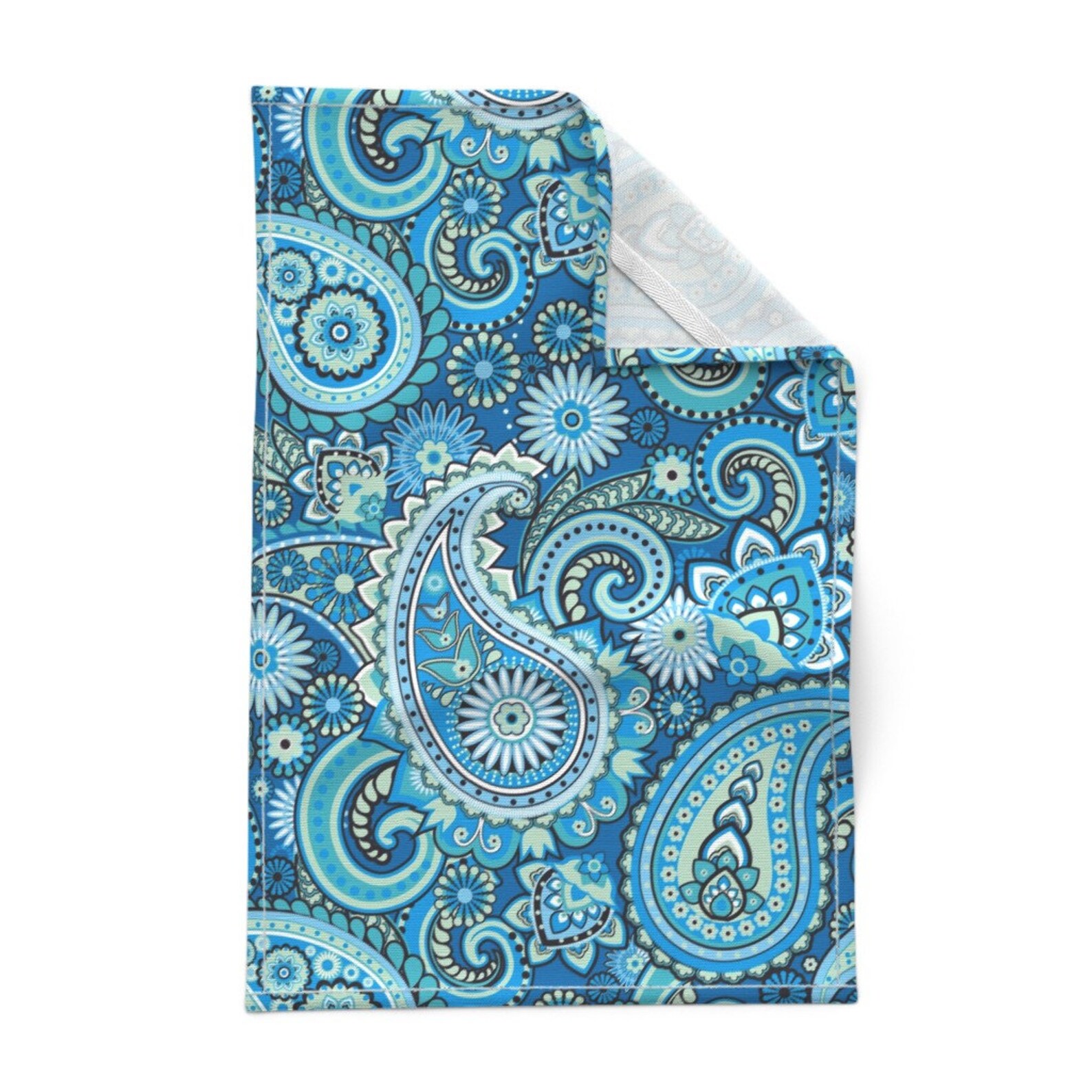 Blue Paisley Tea Towels Set of 2 Paisley Winter by Etsy