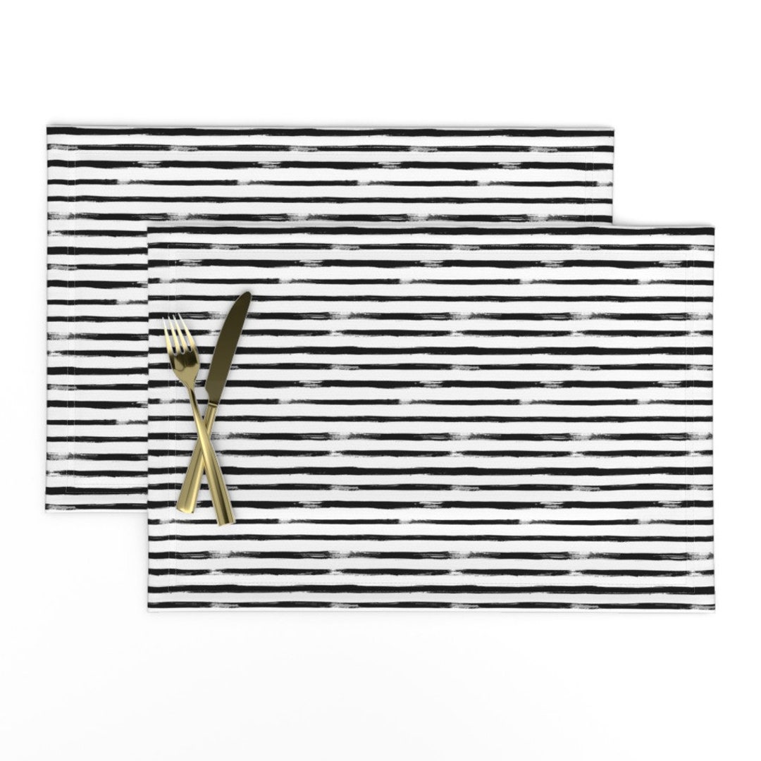 Black and White Placemats set of 2 Black & White Stripes by Hipkiddesigns Stripe Abstract