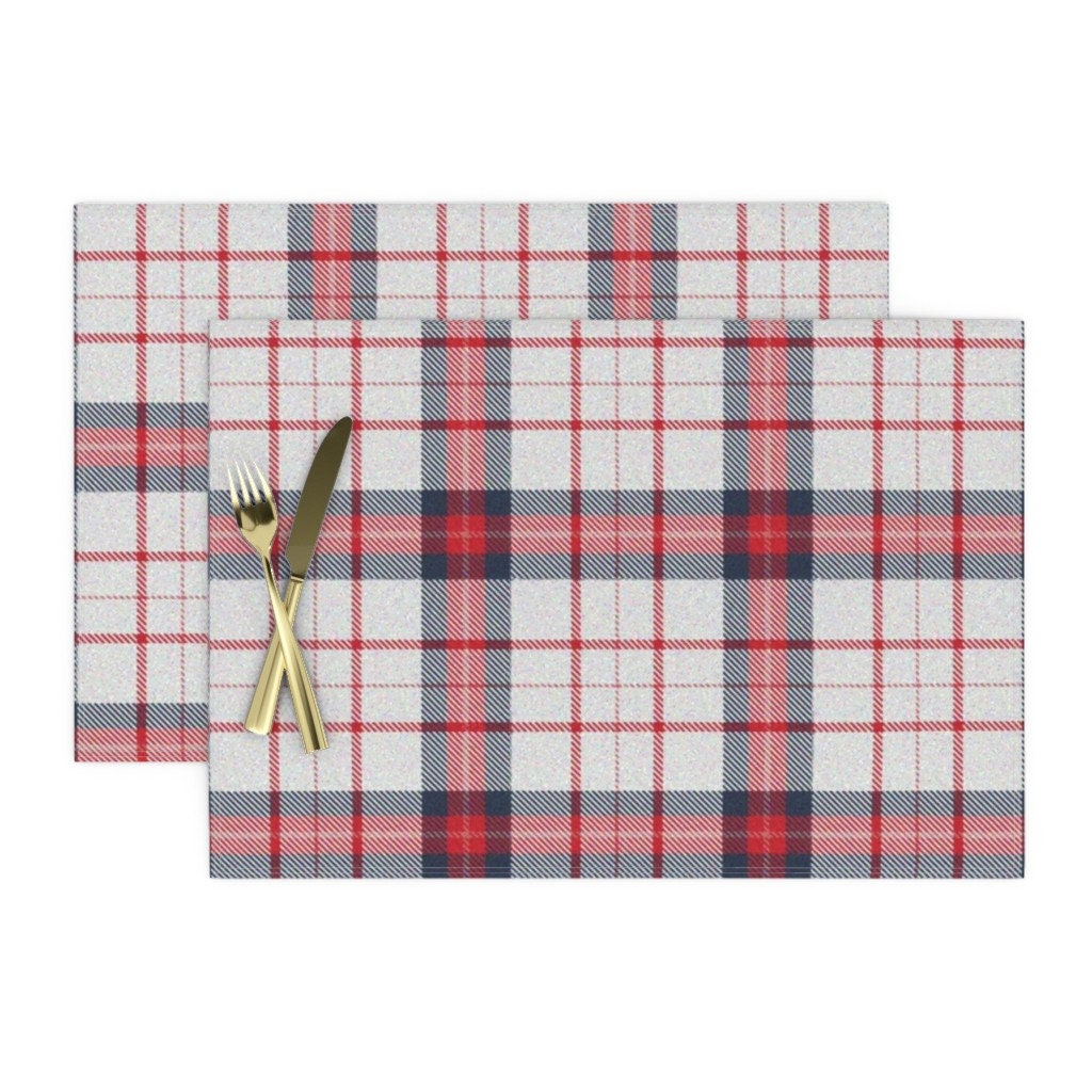 Blue Plaid Placemats Set of 2 Red White And Blue Plaid Rev Etsy