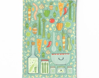 Food Tea Towel - Gather Tea Towel by jacquelinehurd - Veggies Cooking Tea Towel Hiwthi Linen Cotton Canvas Tea Towel by Spoonflower