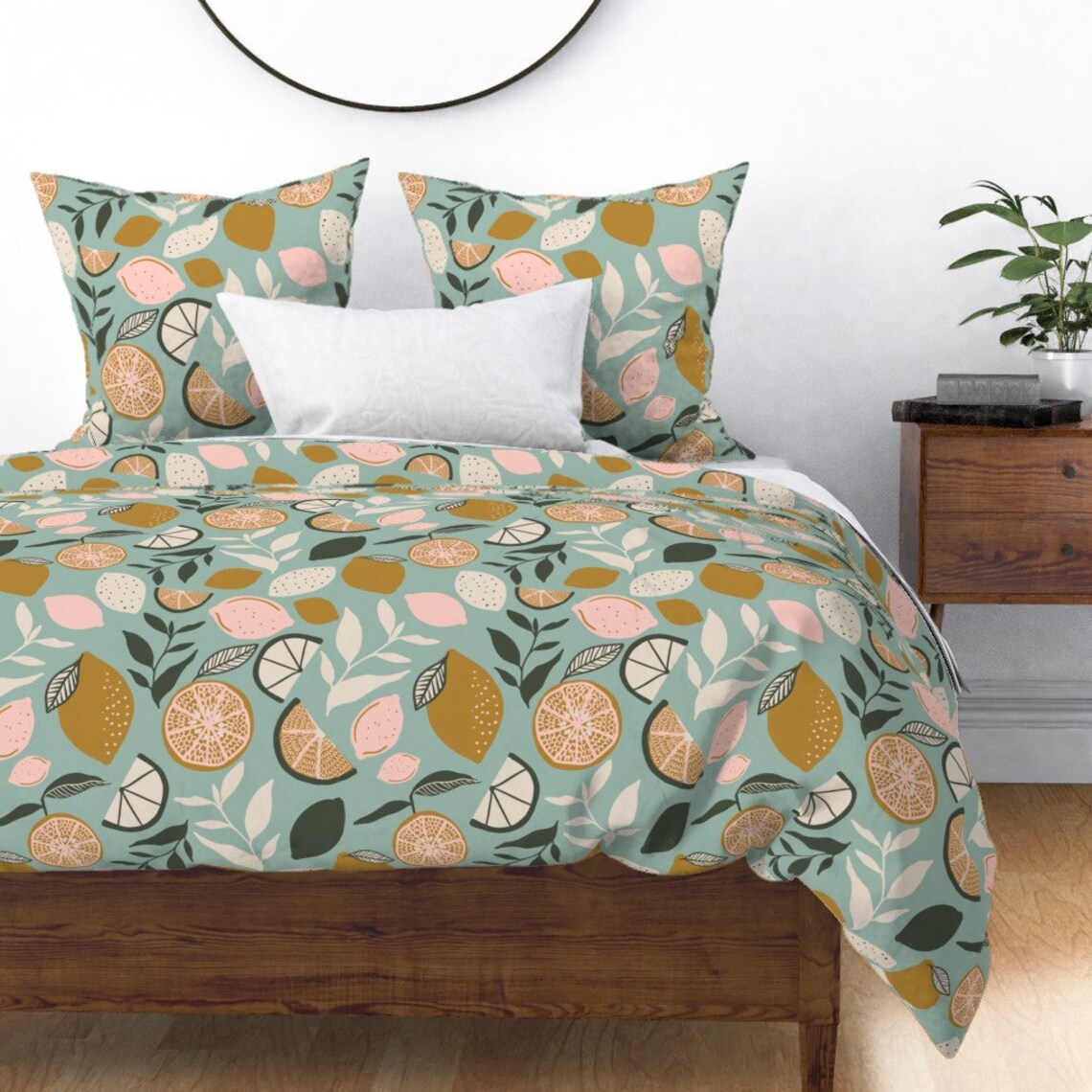 Citrus Fruit Duvet Cover Pink Lemon Lime Jumbo by Etsy