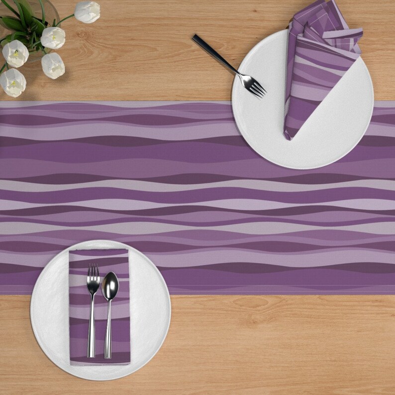 Mid Century Modern Table Runner Purple Wave by Wren_leyland Etsy