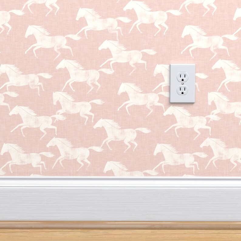 Equestrian Pink Wallpaper Pink Wild Horses by Etsy