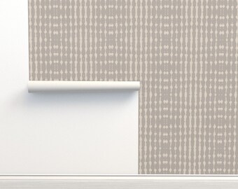 ニュートラルな素朴な糊なし壁紙 ファームハウスストライプ マッドクロス - Terra Dot Stripe by holli_zollinger 壁紙ダブルロール by Spoonflower