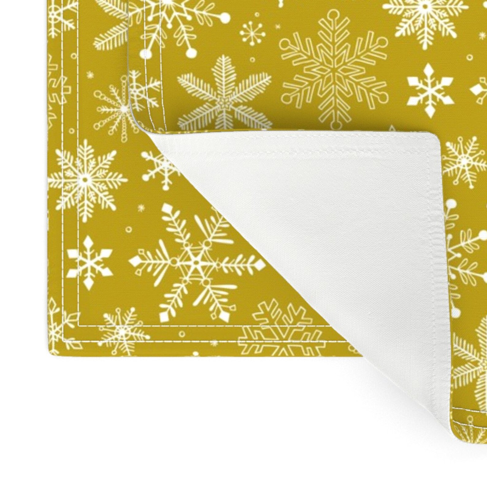 Christmas Placemats Set of 2 Gold Snowflakes by Etsy