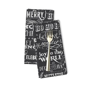 Christmas Dinner Napkins (Set of 2) - Christmas Sayings Chalkboard by cynthiafrenette - Typography White Cloth Napkins by Spoonflower