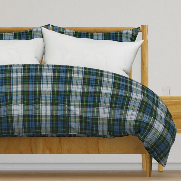 Tartan Bedding - Campbell Dress Tartan by thinlinetextiles - Blue Green Plaid Plaid Cotton Sateen Duvet Cover OR Pillow Shams by Spoonflower