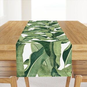 Banana Leaf Table Runner - Tropical Leaves by willowlanetextiles - Large Scale Tropical Cotton Sateen Table Runner by Spoonflower