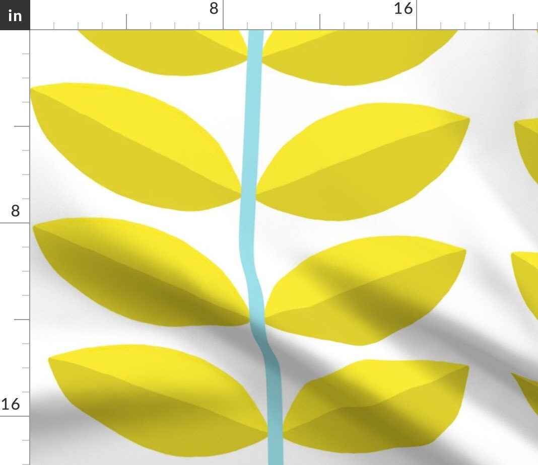 Mod Yellow Leaves Curtain Panel Dogwood Yellow Jumbo by Etsy