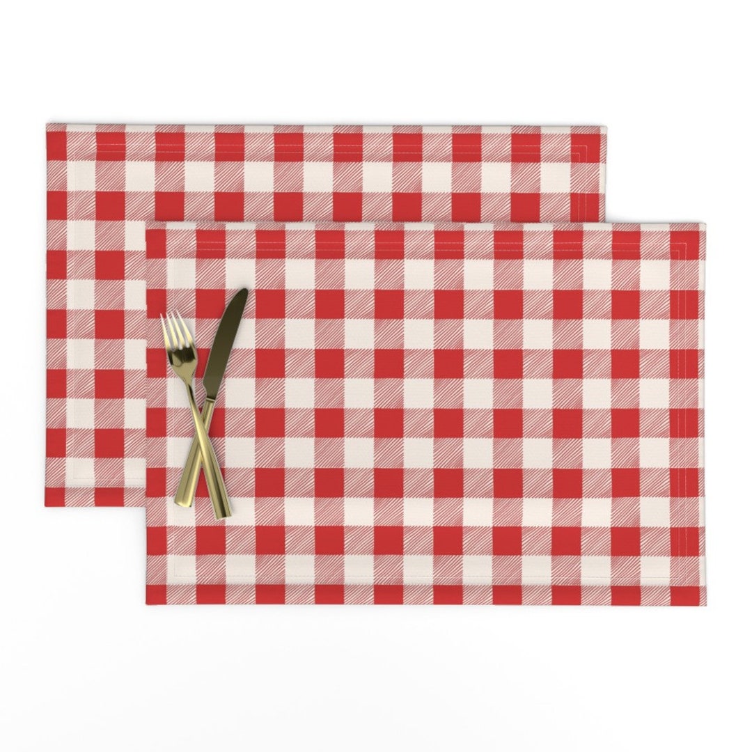 Red Gingham Placemats set of 2 Cottage Christmas Buffalo Etsy