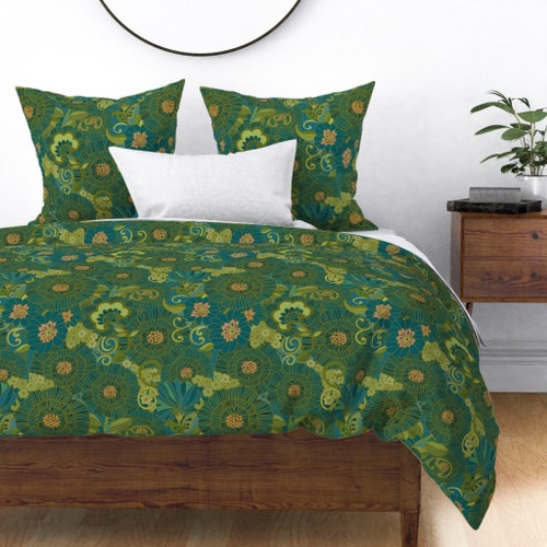 Retro Duvet Cover Retro Floral by Hnldesigns 1970s Hawaii Etsy