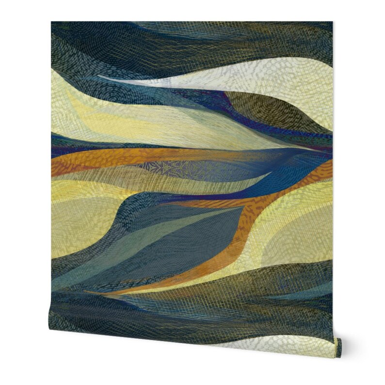 Abstract Commercial Grade Wallpaper Textured Waves by Etsy