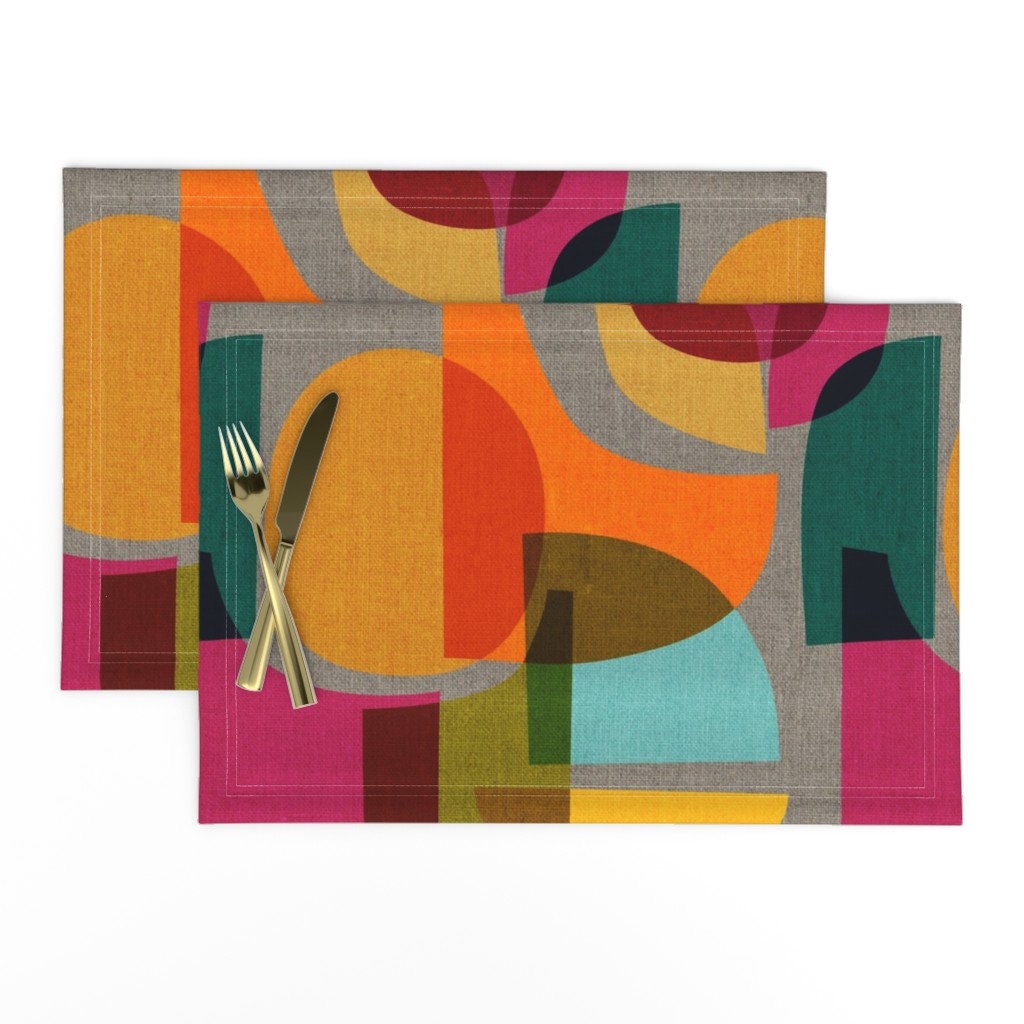 Midcentury Modern Placemats Set of 2 Mid Century Etsy