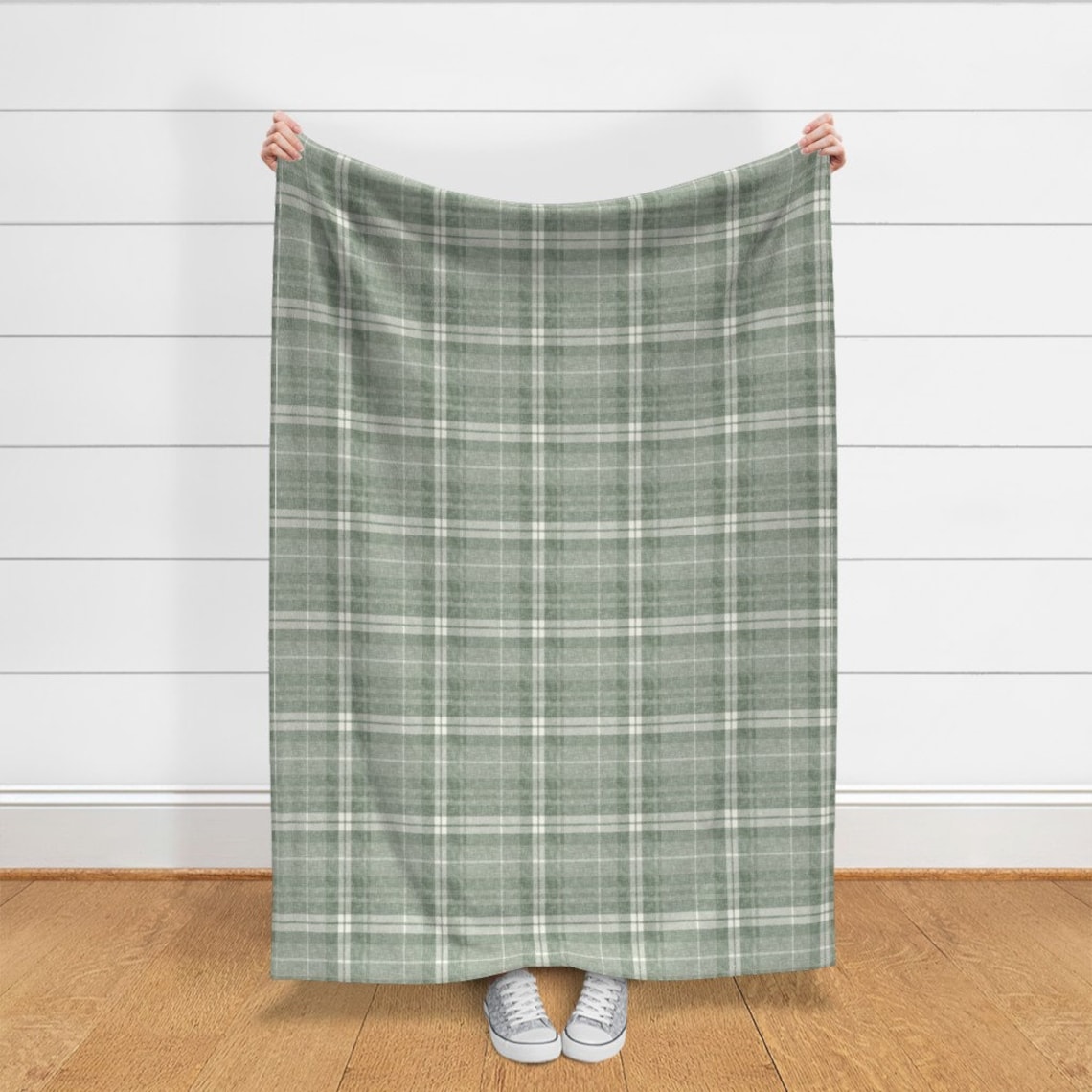 Green Plaid Throw Blanket Fall Plaid in Sage by Etsy