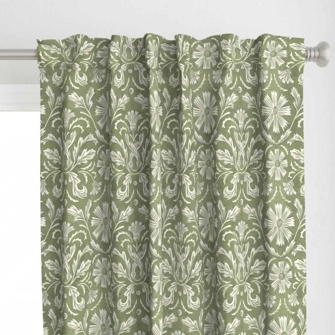 Sage Green Damask Curtain Panel Sage Damask by Jen_owens Large French ...
