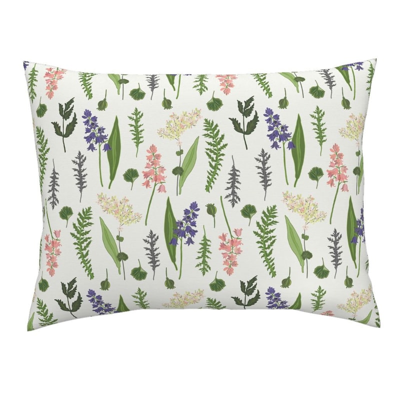 Summer Floral Cotton Sateen Pillow Sham Bedding by Spoonflower Pierrette Cream by onesweetorange Wildflowers Pillow Sham