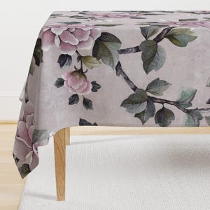 Romantic Tablecloth - Peony Floral Large by sarahthorpe_designs - Floral Garden Large Scale Chintz Cotton Sateen Tablecloth by Spoonflower