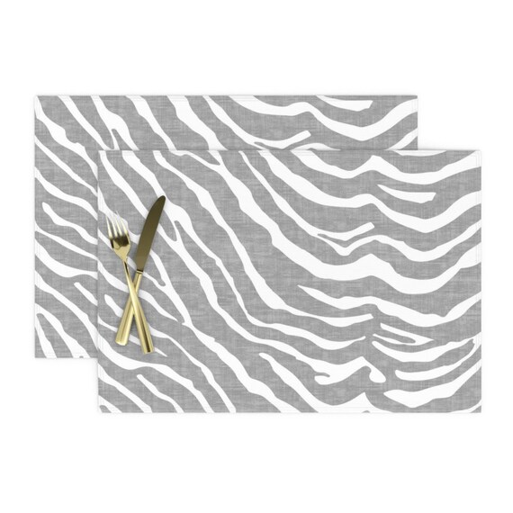 Animal Print Placemats Set of 2 Zebra Texture by kimsa Etsy