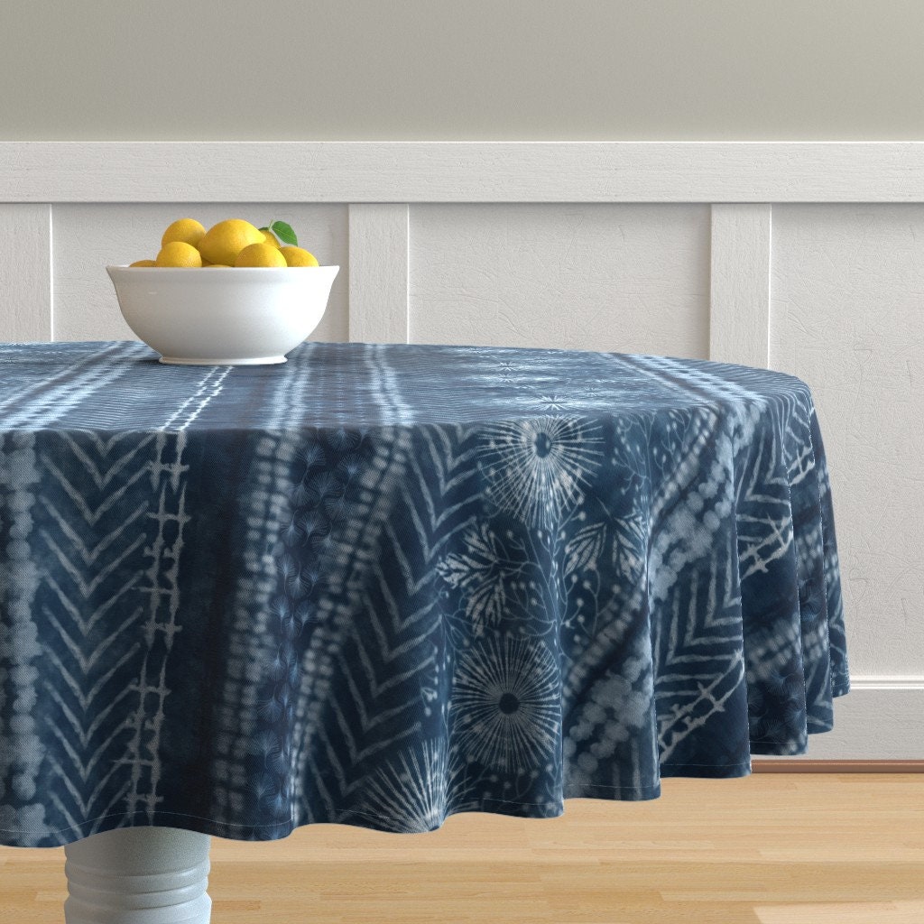 Indigo Stripe Round Tablecloth Shibori Kyokai Stripes by Etsy