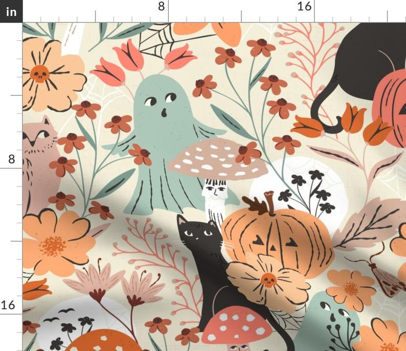 Cute Halloween Ghost Curtain Panel - Pastel Floral Pumpkin Orange Black Cat Custom Curtain Panel - Ghosts And Pumpkin by sally_mountain - image 7