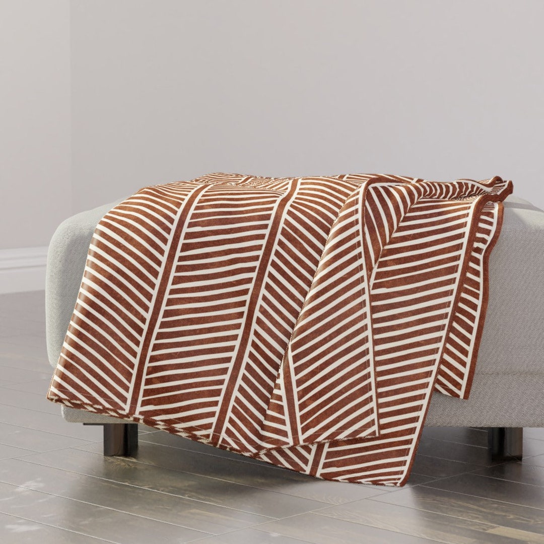 Bronze Feathers Throw Blanket Rust Chevron Feather by Littlearrowdecor Chevron Stripe Earth
