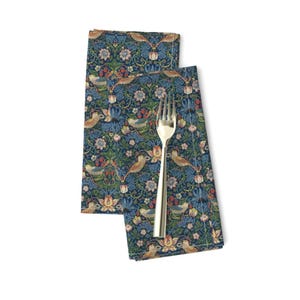 William Morris Dinner Napkins (Set of 2) - Strawberry Thief Small Scale by peacoquettedesigns - Art Nouvea Cloth Napkins by Spoonflower