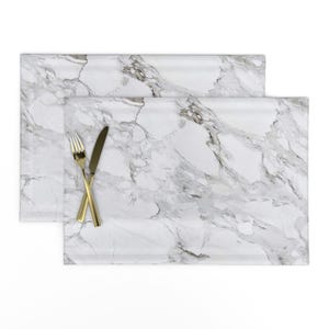Marble Placemats Set of 2 - Granite Calcutta Grey Marble Calcutta Marble Marble Wallpaper Cloth Placemats - Calcutta Marble Gray by eti_enne