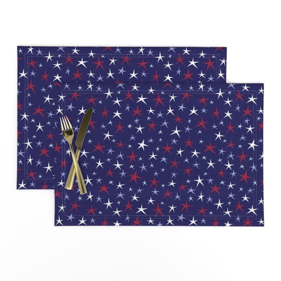 Fourth of July Placemats set of 2 Patriotic Stars by Etsy