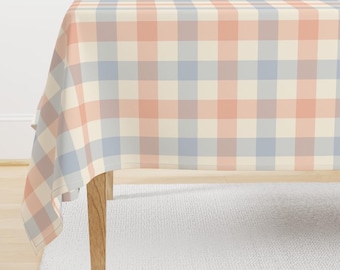 Retro Tablecloth - Pastel Gingham Check by sidequest - Vintage Preppy Gingham Checkered Check Pastel Cotton Sateen Tablecloth by Spoonflower
