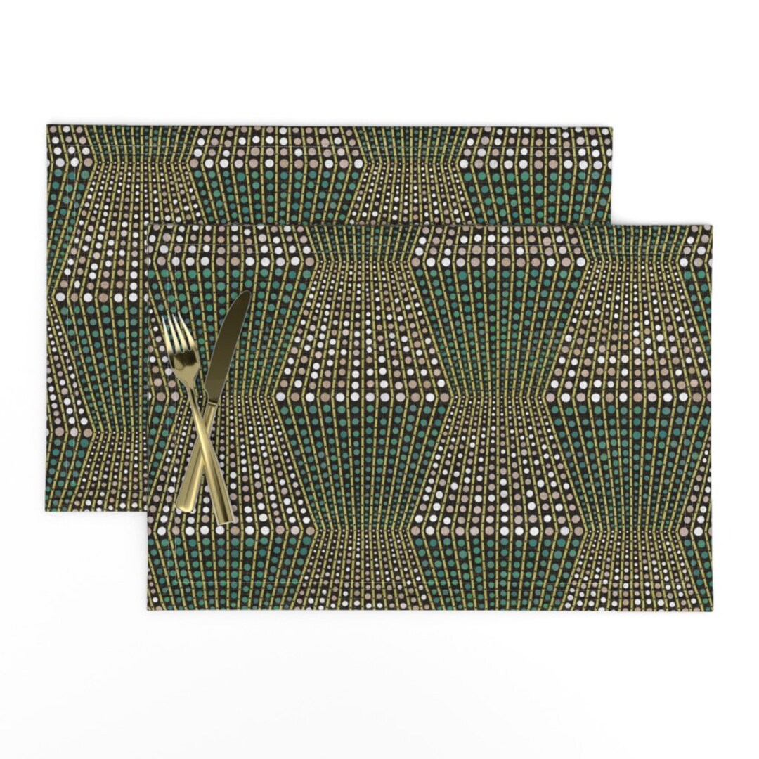 Olive Green Placemats set of 2 Superbloom Agave by Ormolu Midcentury Modern Earth Tones Natural