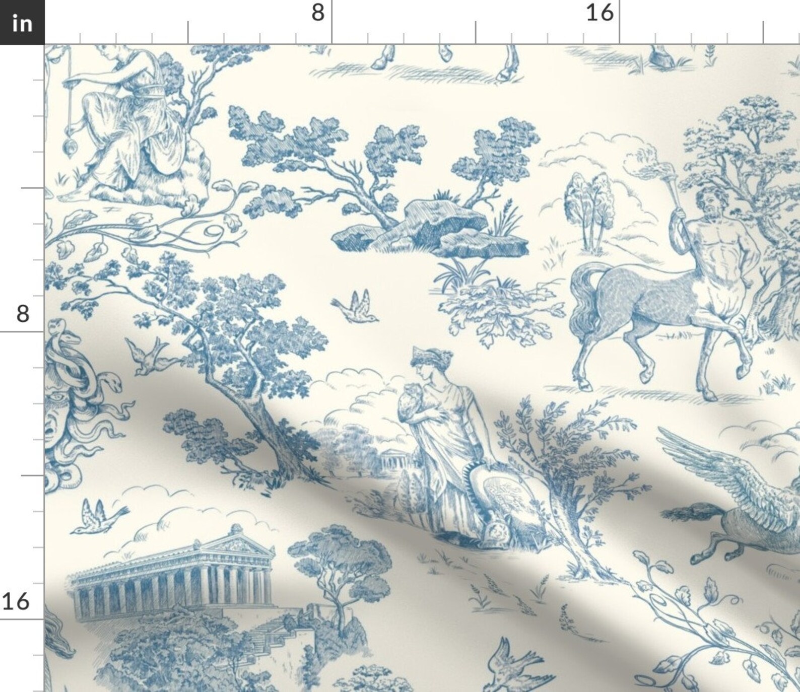 Ancient Greece Duvet Cover Greek Mythology Toile Blue by Etsy