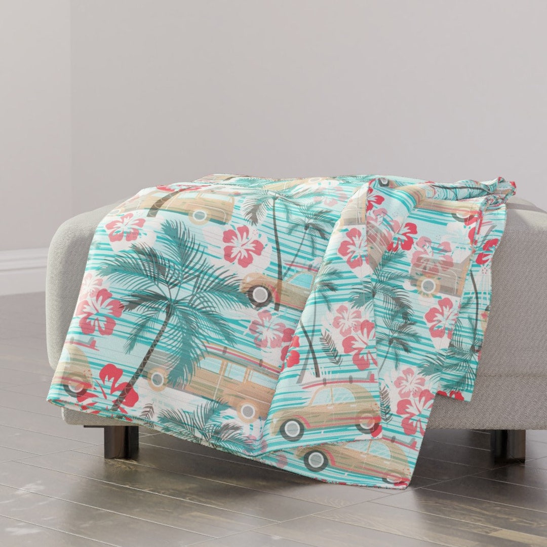 Hawaiian Throw Blanket Vintage Beach Cruisin by Sarah_treu Etsy