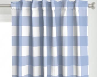 Buffalo Check Curtain Panel - Blue Buffalo Check by weenkcreative - Blue Gingham Classic Plaid Summer Custom Curtain Panel by Spoonflower