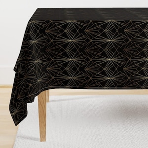 Faux Gold Pattern Tablecloth - Dark Art Deco by thewellingtonboot - Art Deco Luxury Glamorous Cotton Sateen Tablecloth by Spoonflower