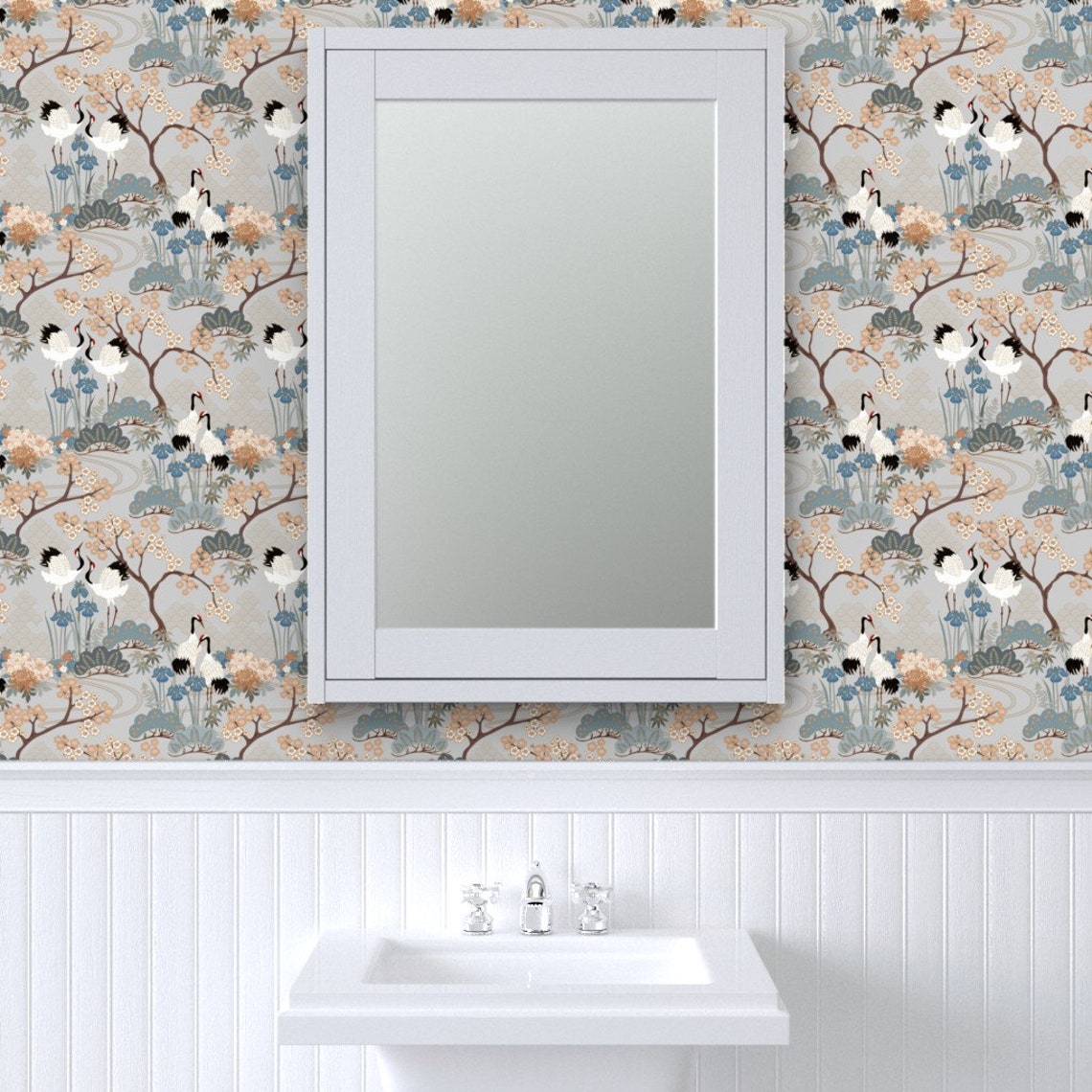 Japanese Garden Wallpaper Japanese Garden Gray by juditgueth Etsy