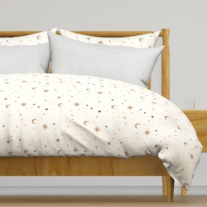 Cream Bedding - White Constellations  by lilie_design -  Stars Sky Constellations Cotton Sateen Duvet Cover OR Pillow Shams by Spoonflower